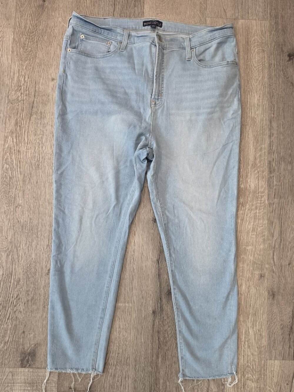 J.Crew Mercantile Light Wash Frayed Hem Jeans Size 34 Slim Fit